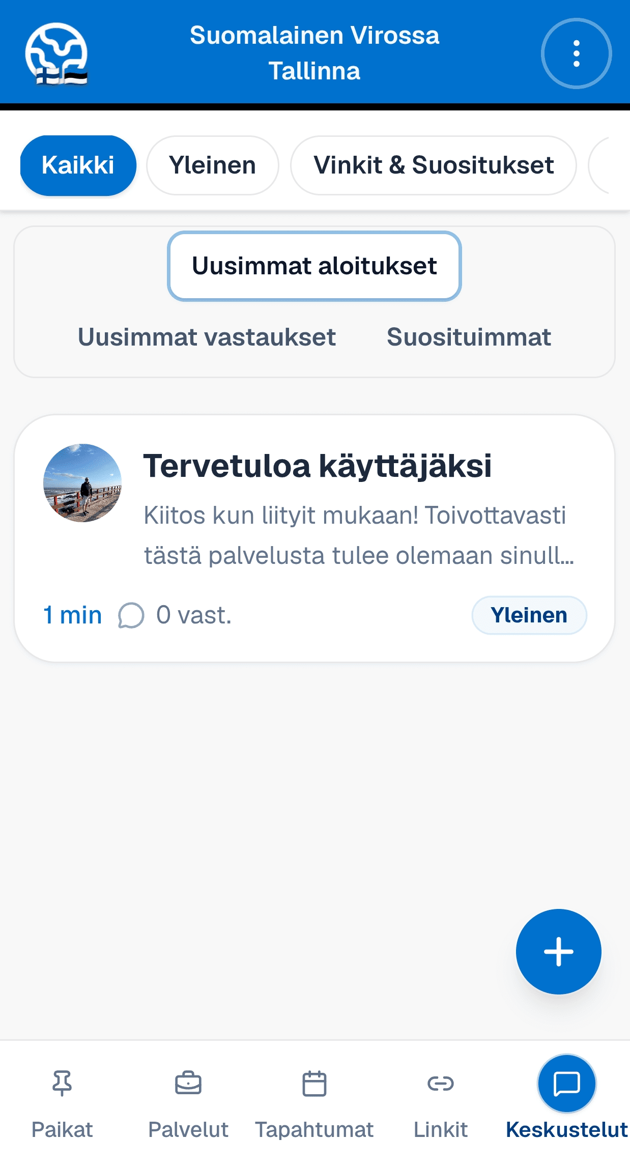 Keskustelu-näkymä sovelluksessa
